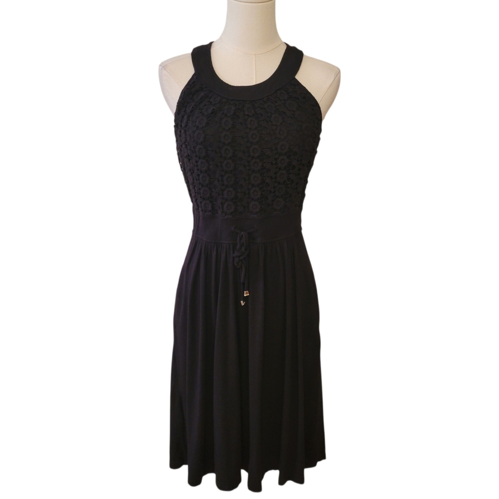 Calvin Klein Black Crochet‎ Bodice Sleeveless Dress Size 8